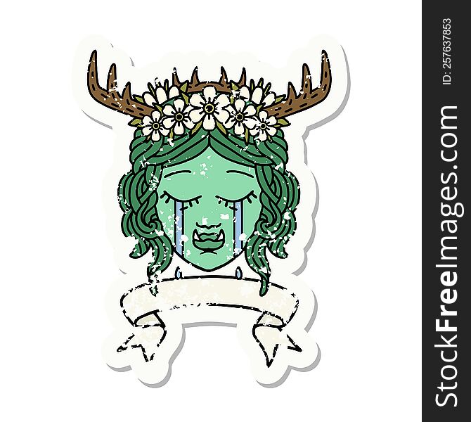 Crying Orc Druid Character Face Grunge Sticker