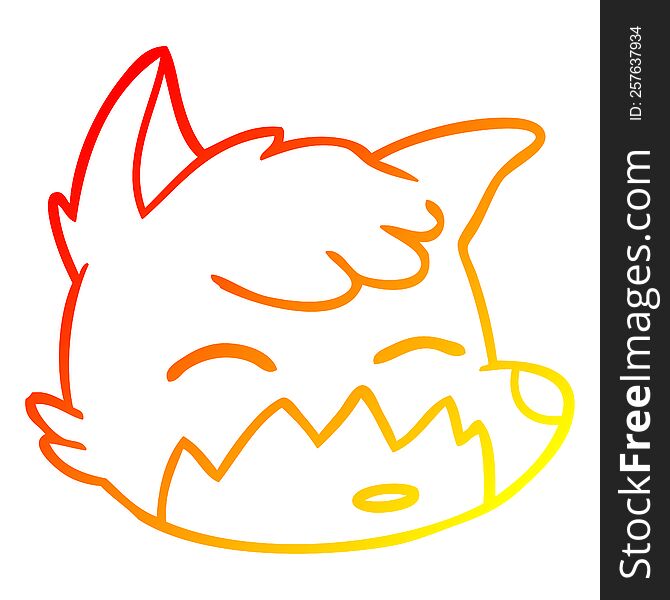 Warm Gradient Line Drawing Cartoon Fox Face