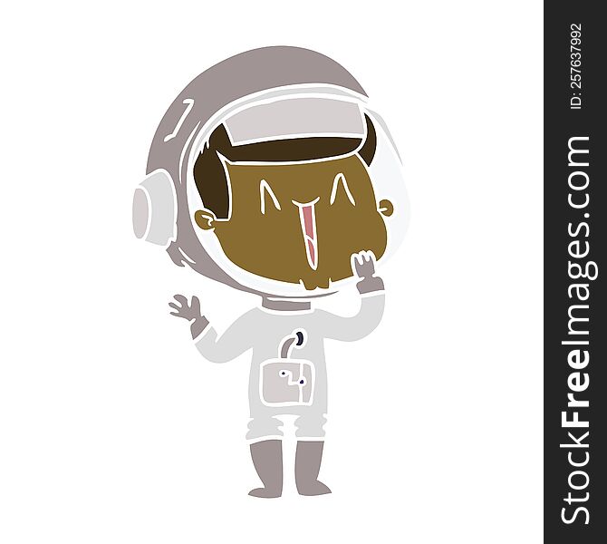 Laughing Flat Color Style Cartoon Astronaut