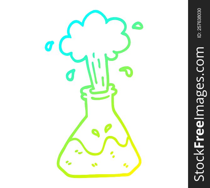 cold gradient line drawing of a cartoon exploding chemical set