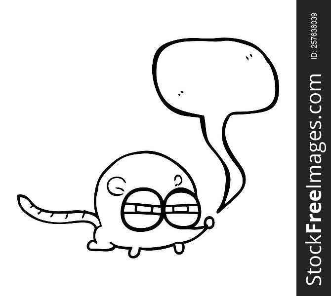 freehand drawn speech bubble cartoon evil mouse