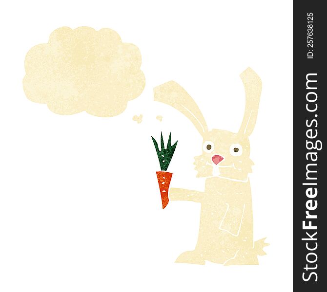 Cartoon Rabbit With Carrot With Thought Bubble