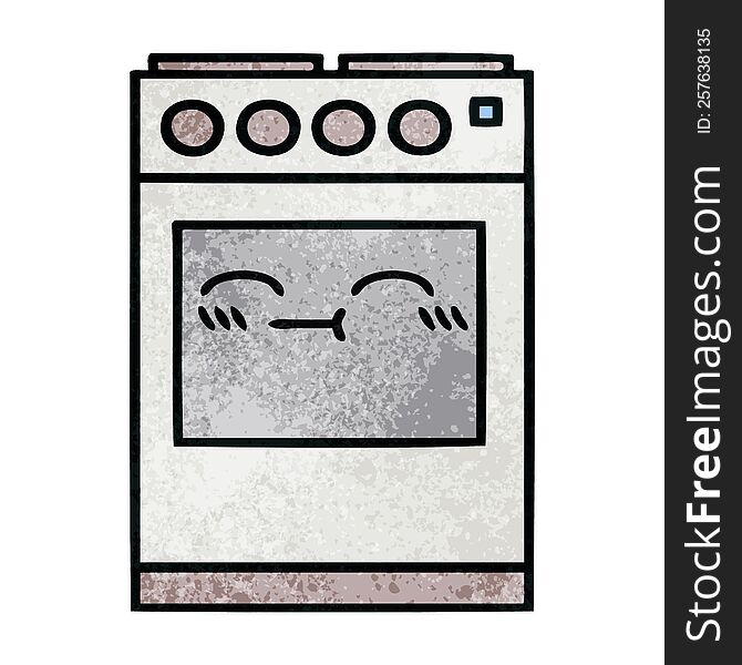 retro grunge texture cartoon of a kitchen oven