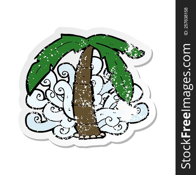 retro distressed sticker of a cartoon palm tree symbol