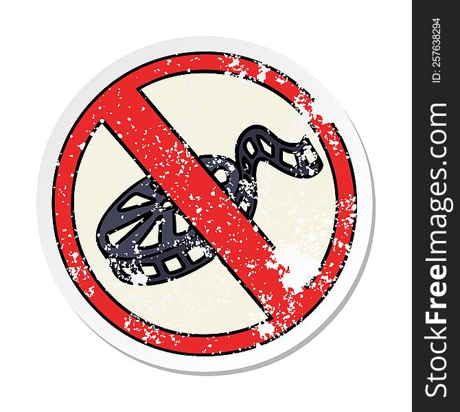 distressed sticker of a cute cartoon no movies allowed sign