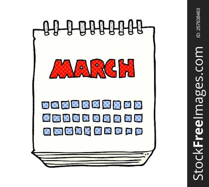 freehand drawn cartoon march calendar