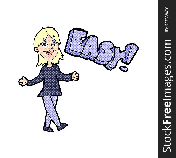 cartoon woman saying easy