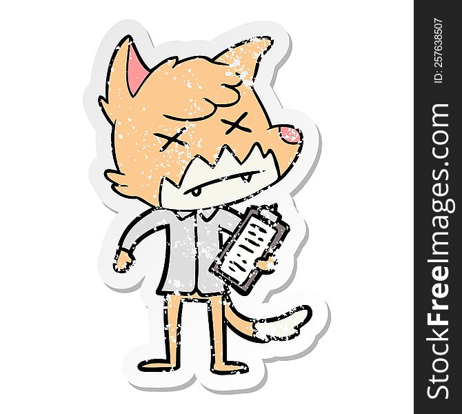 Distressed Sticker Of A Cartoon Dead Fox