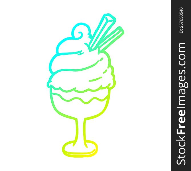 cold gradient line drawing of a ice cream dessert