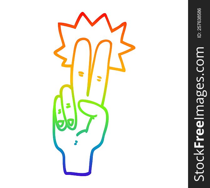 rainbow gradient line drawing of a cartoon peace sign