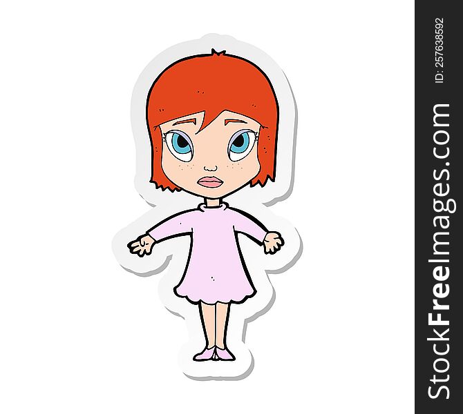 sticker of a cartoon girl in dress
