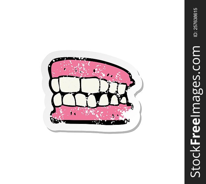 retro distressed sticker of a cartoon false teeth