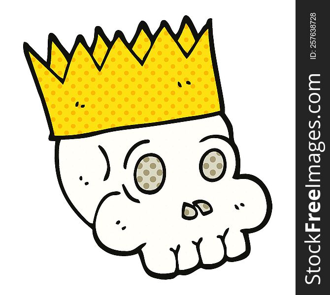 Comic Book Style Cartoon Skull Wearing Crown