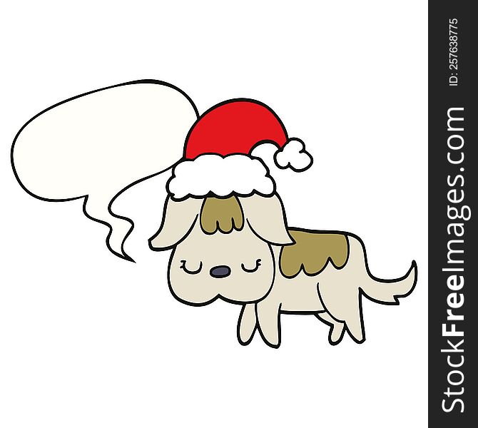 Cute Christmas Dog And Speech Bubble
