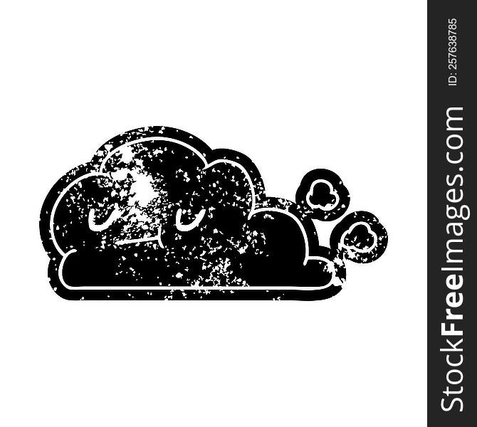 Grunge Icon Of Kawaii Happy Cloud
