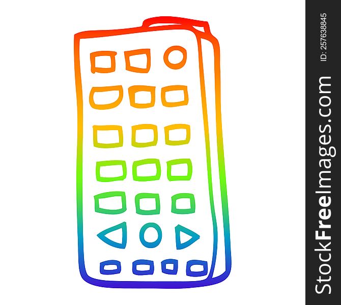 rainbow gradient line drawing of a cartoon remote control