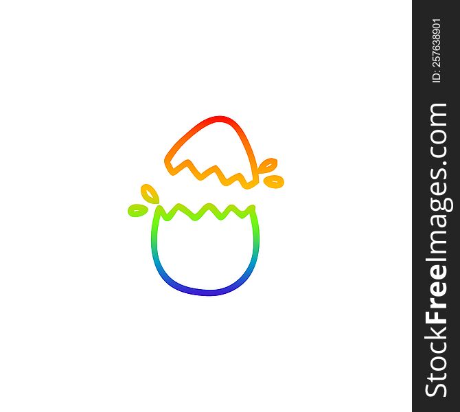 rainbow gradient line drawing of a hatching egg cartoon