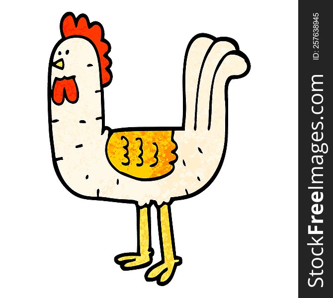 grunge textured illustration cartoon cockerel
