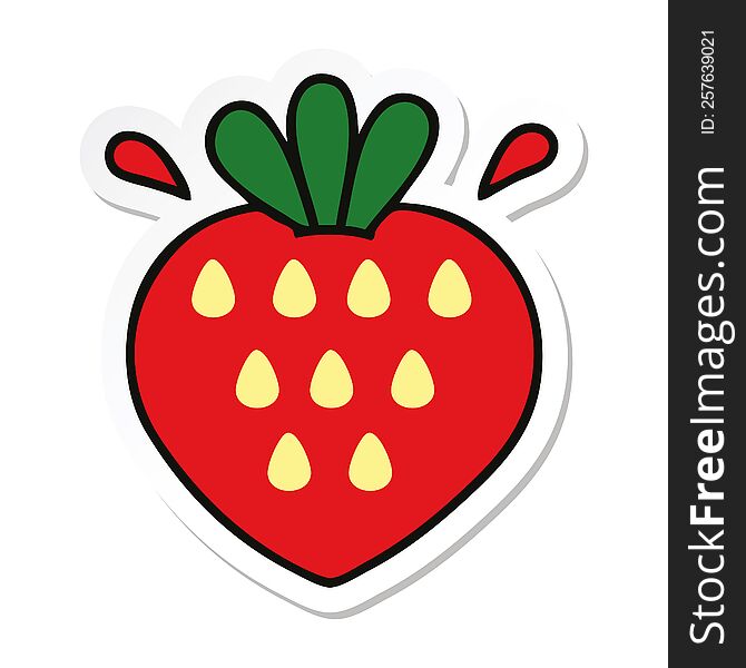 Sticker Of A Cute Cartoon Strawberry