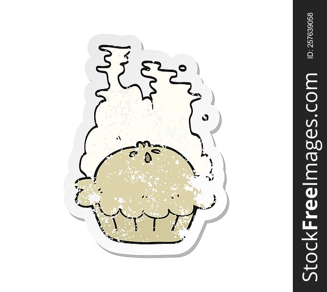 Retro Distressed Sticker Of A Cartoon Pie