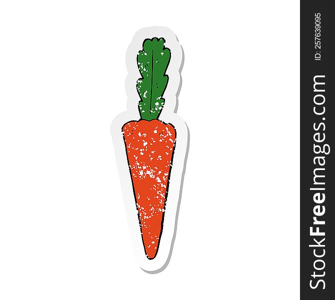 distressed sticker of a cartoon carrot