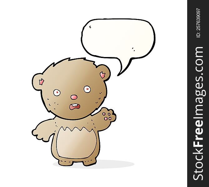 Cartoon Worried Teddy Bear With Speech Bubble