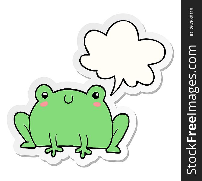 cartoon frog and speech bubble sticker