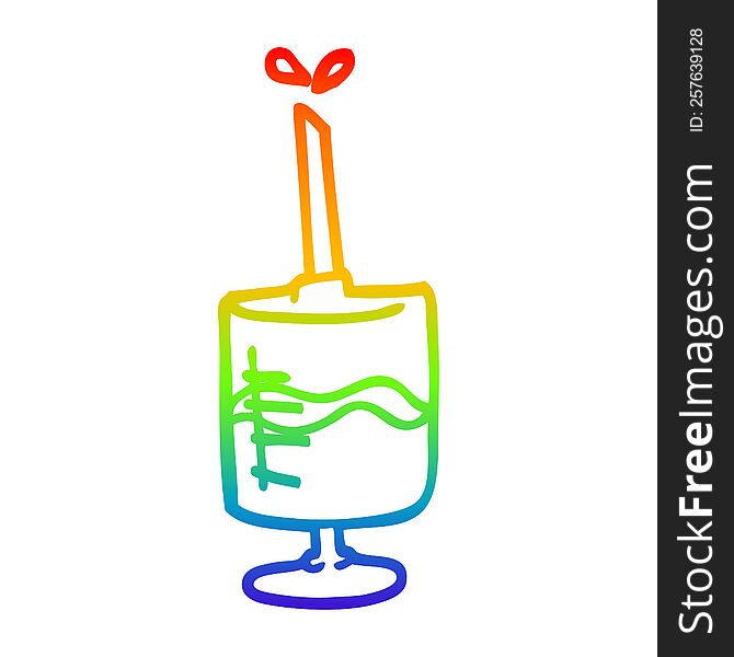 rainbow gradient line drawing of a cartoon blood sample