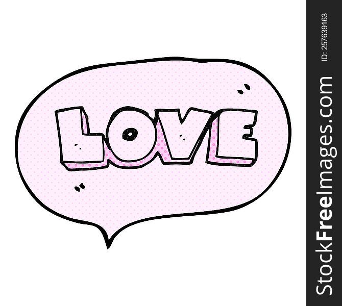 Comic Book Speech Bubble Cartoon Word Love