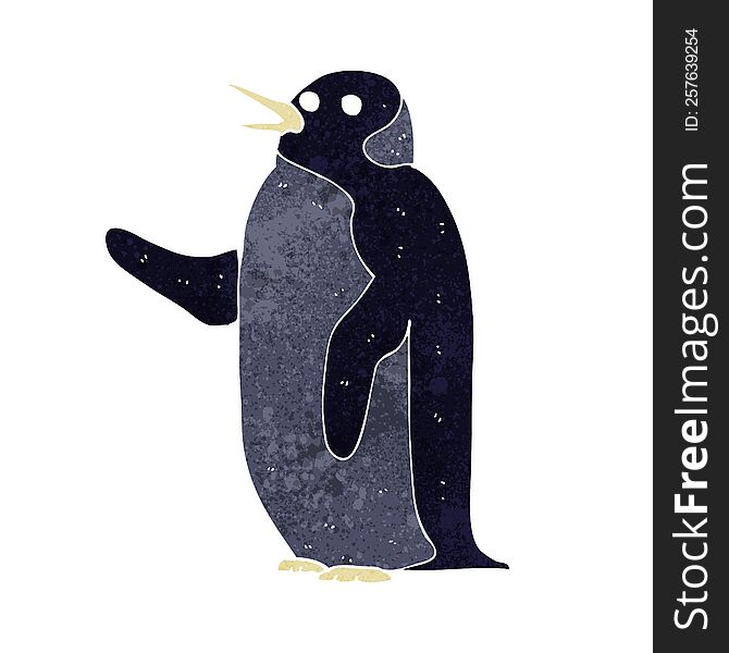 cartoon penguin waving