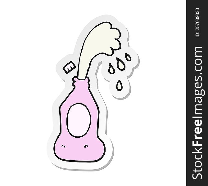 sticker of a cartoon squirting lotion bottle