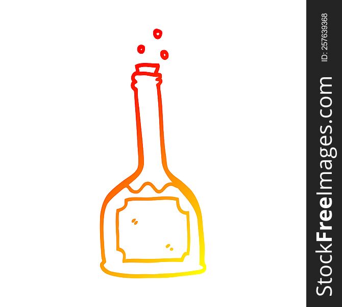 Warm Gradient Line Drawing Cartoon Bottle Of Red Wine