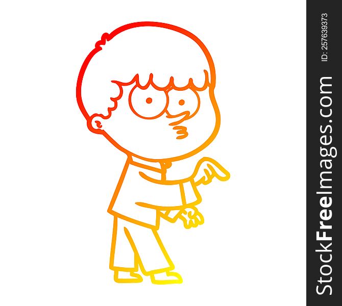 Warm Gradient Line Drawing Cartoon Curious Boy