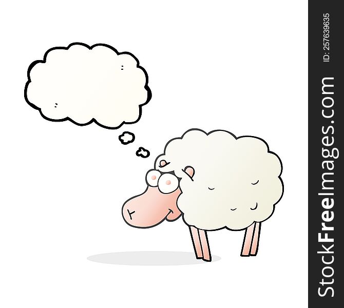 funny freehand drawn thought bubble cartoon sheep. funny freehand drawn thought bubble cartoon sheep