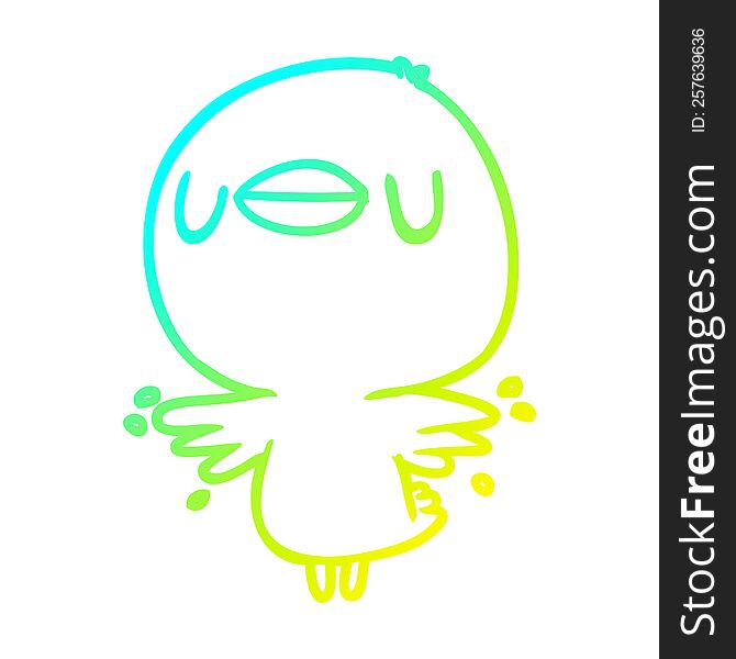 cold gradient line drawing cute cartoon chick flapping wings