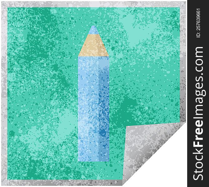 Blue Coloring Pencil Graphic Square Sticker