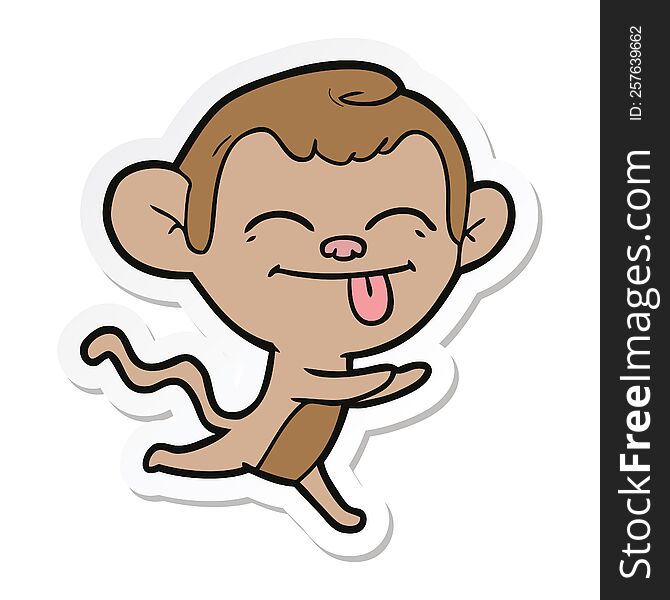 Sticker Of A Funny Cartoon Monkey Running