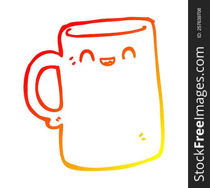 Warm Gradient Line Drawing Cartoon Mug