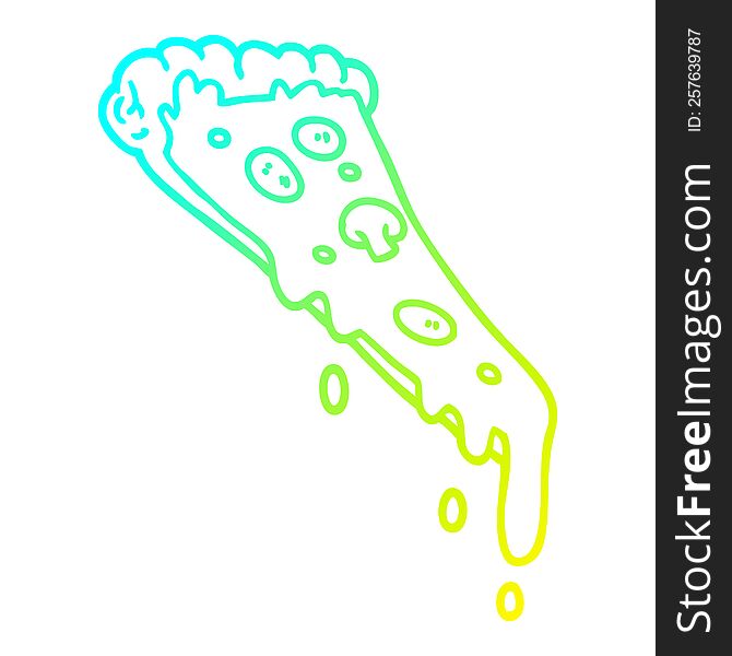Cold Gradient Line Drawing Cartoon Slice Of Pizza