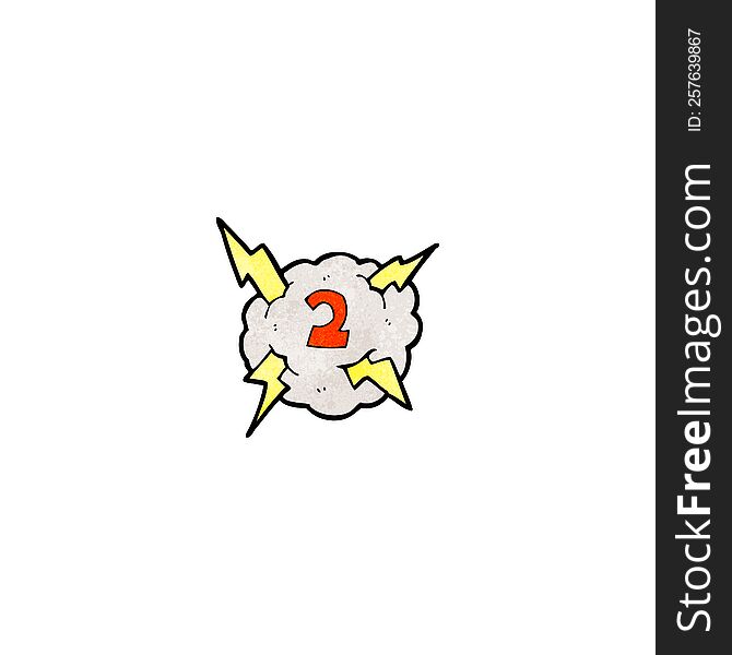 cartoon thunder cloud with number two
