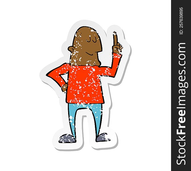 Retro Distressed Sticker Of A Cartoon Man Pointing Finger