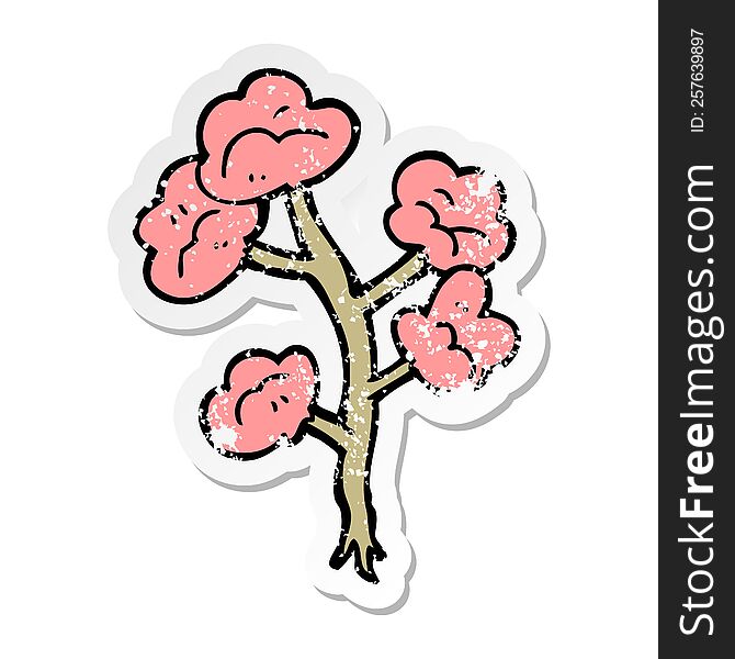 Distressed Sticker Of A Cartoon Flowers