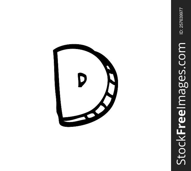 Line Drawing Cartoon Letter D