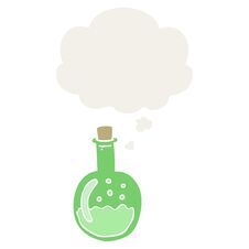 Cartoon Potion And Thought Bubble In Retro Style Stock Photography