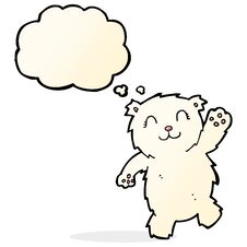 Cartoon Waving Polar Bear With Thought Bubble Royalty Free Stock Photo