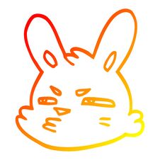 Warm Gradient Line Drawing Cartoon Moody Rabbit Stock Photo