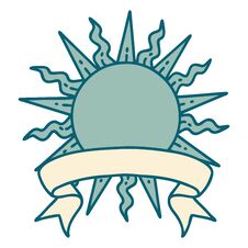 Tattoo With Banner Of A Sun Royalty Free Stock Images