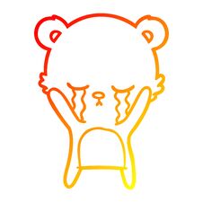 Warm Gradient Line Drawing Crying Cartoon Polarbear Royalty Free Stock Image