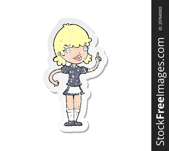 Retro Distressed Sticker Of A Cartoon Maid