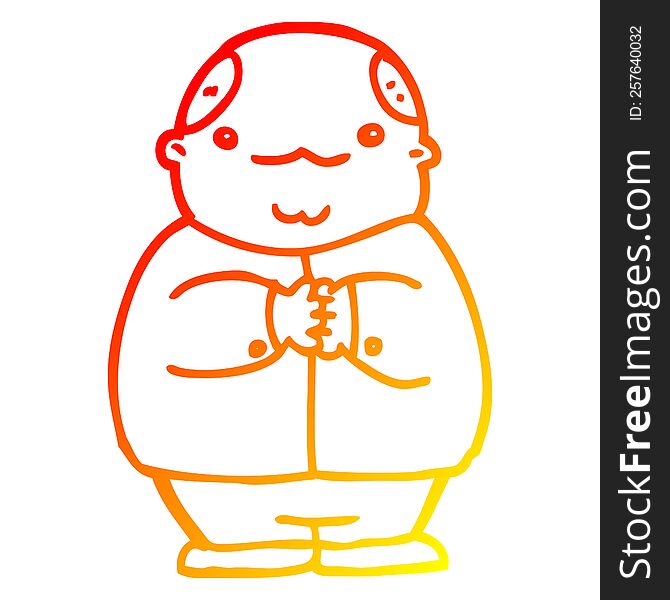 warm gradient line drawing of a cartoon balding man